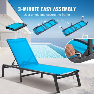 Foto 4 | Tumbonas Vevor De Aluminio Con 5 Posiciones, Color Azul, 2 Unidades - Venta Internacional.