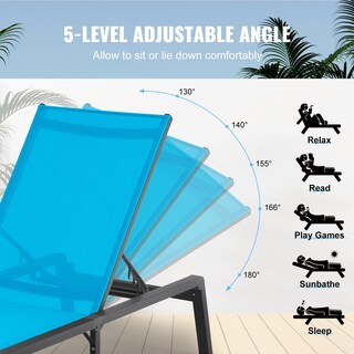Foto 5 | Tumbonas Vevor De Aluminio Con 5 Posiciones, Color Azul, 2 Unidades - Venta Internacional.