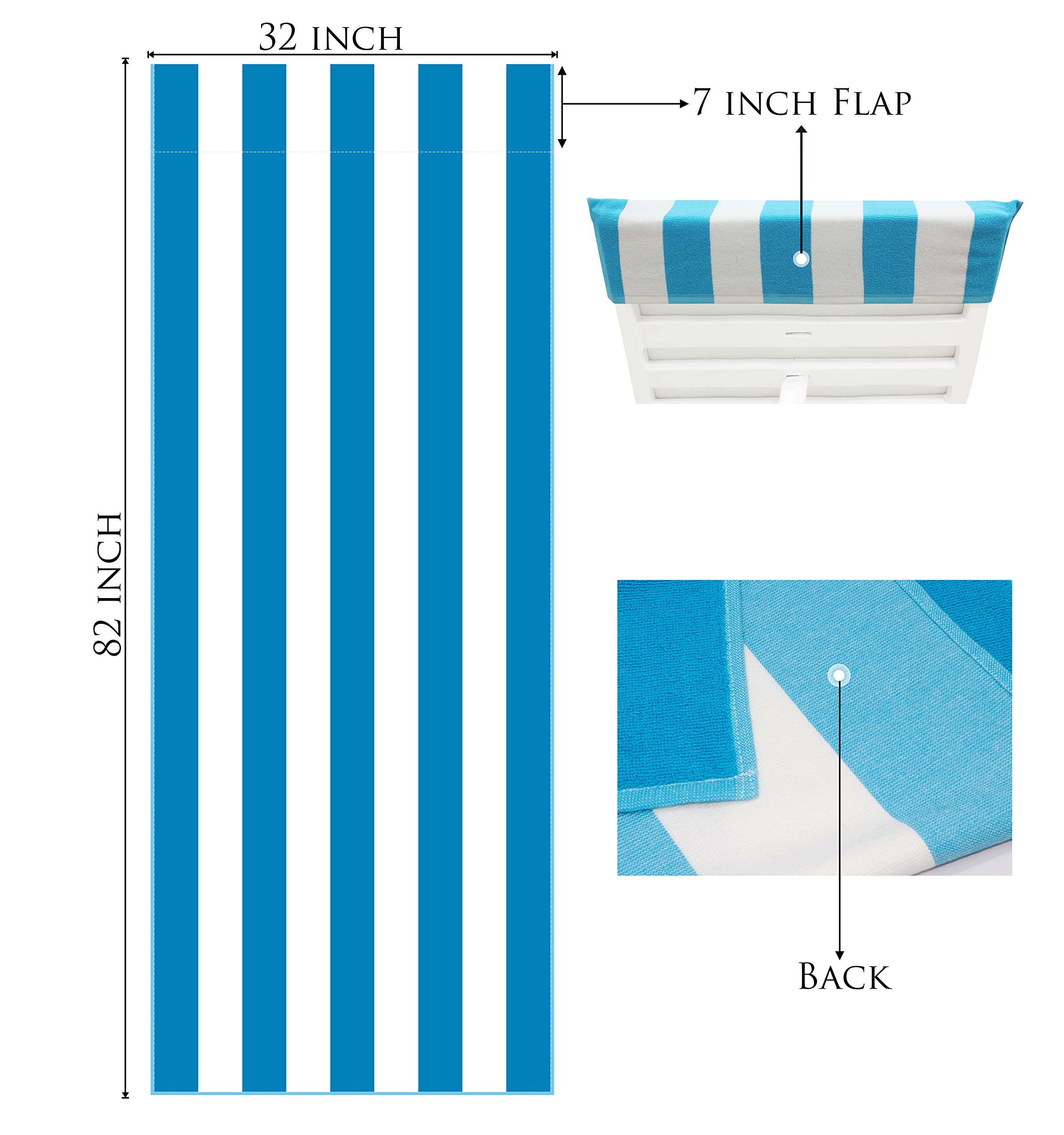 Foto 4 | Funda Para Sillón De Playa Cotton Craft De Gran Tamaño, Color Aguamarina, Paquete De 2 - Venta Internacional.