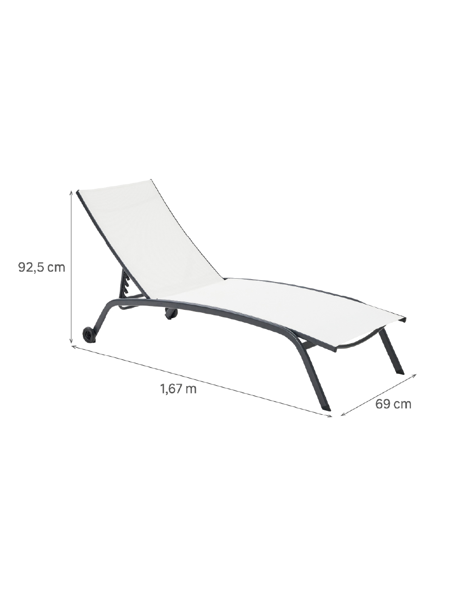 Foto 8 | Naterial Camastro Reclinable De Textileno Y Acero Con Ruedas, Modelo Rivera