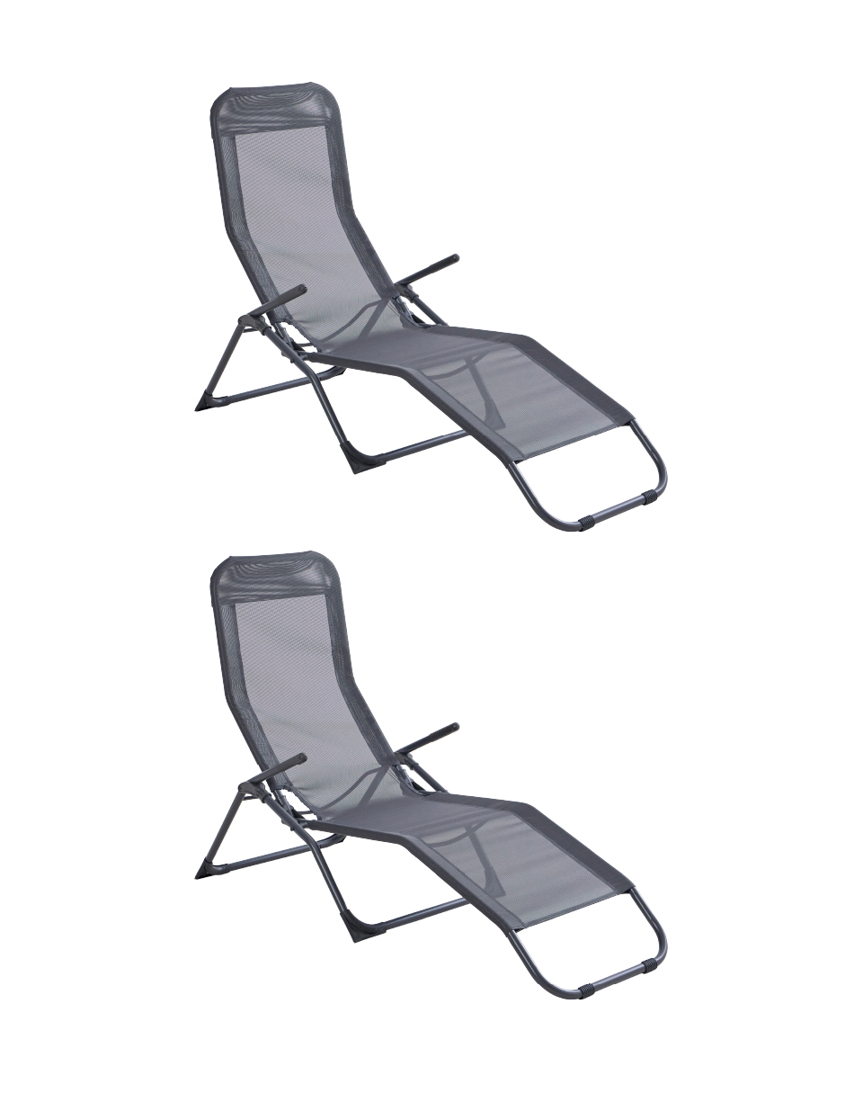 Foto 1 | Naterial Set De 2 Camastros Plegables De Acero Y Textileno 2 Posiciones Reclinable   Modelo Kroma