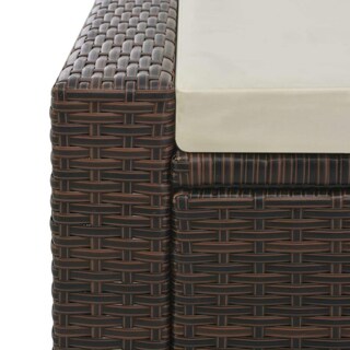 Foto 5 | Tumbona Doble Vidaxl De Poliratán Marrón Con Cojines - Venta Internacional.