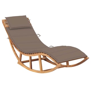Foto 2 | Tumbona Mecedora Vidaxl De Madera Maciza De Teca Con Cojín Color Marrón - Venta Internacional.