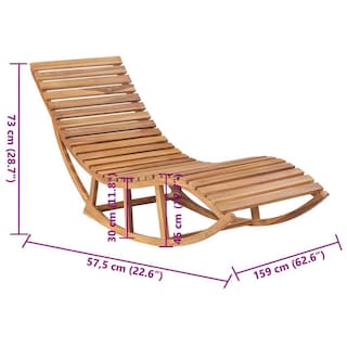 Foto 3 | Tumbona Mecedora Vidaxl De Madera Maciza De Teca Con Cojín Color Marrón - Venta Internacional.