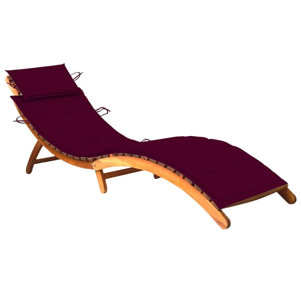 Foto 2 pulgar | Camastro VidaXL de Madera Maciza de Acacia con Cojín Burdeos - Venta Internacional