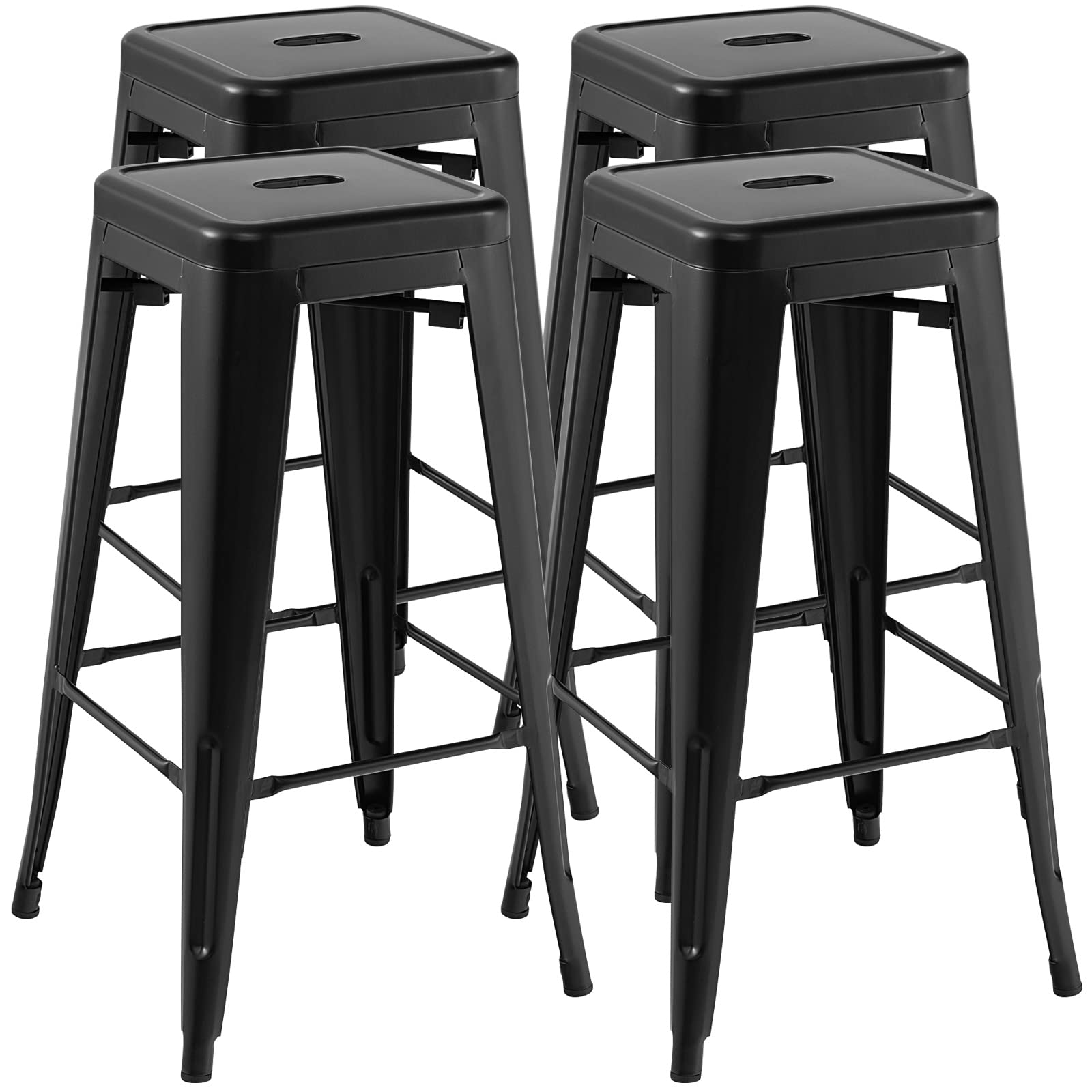 Foto 1 | Juego De 4 Taburetes De Bar Costway De Metal Apilables De 30 Cm, Color Negro - Venta Internacional.