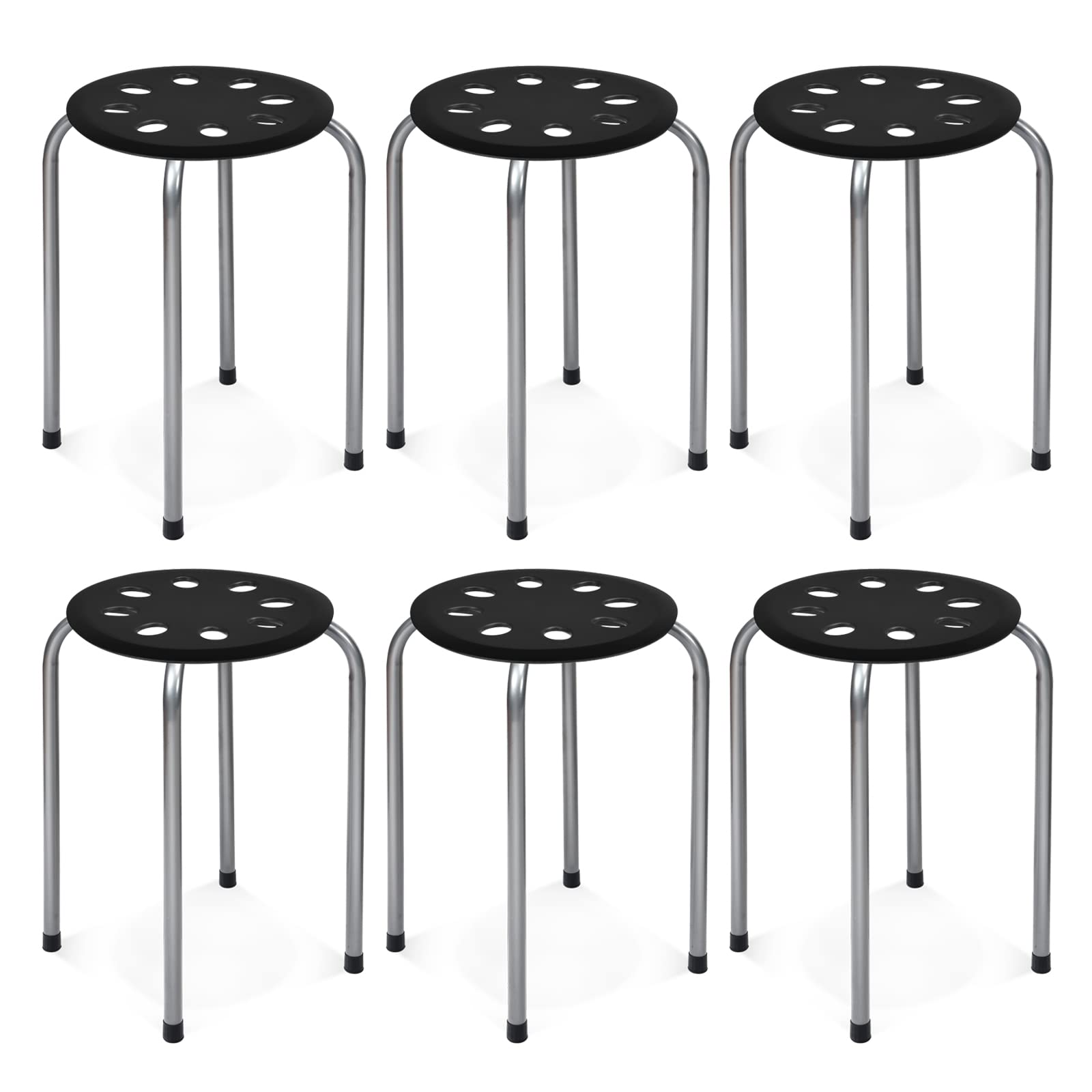 Foto 1 | Taburetes Stack Costway De Plástico, 44,45 Cm, 6 Unidades, Con Estructura De Metal - Venta Internacional.