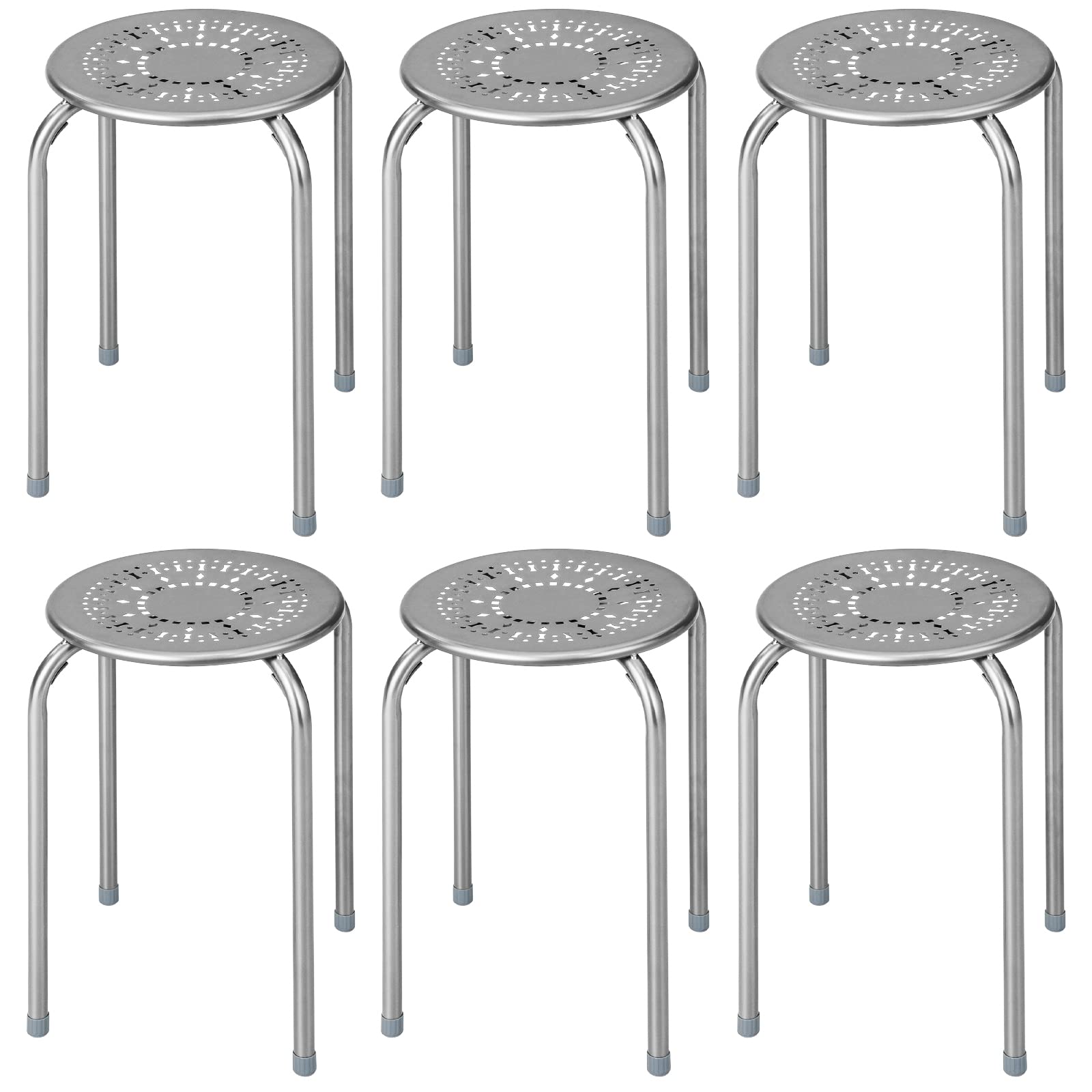 Taburetes Stack Costway De Acero  44 45 Cm De Altura  6 Unidades  Color Gris  Para Niños - Venta Internacional.