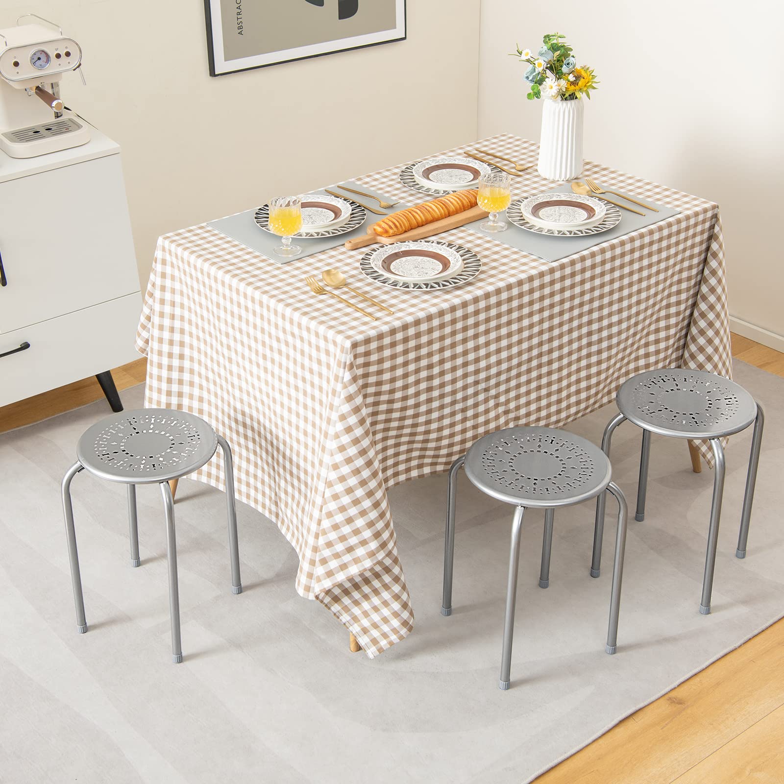 Foto 4 | Taburetes Stack Costway De Acero  44 45 Cm De Altura  6 Unidades  Color Gris  Para Niños - Venta Internacional.