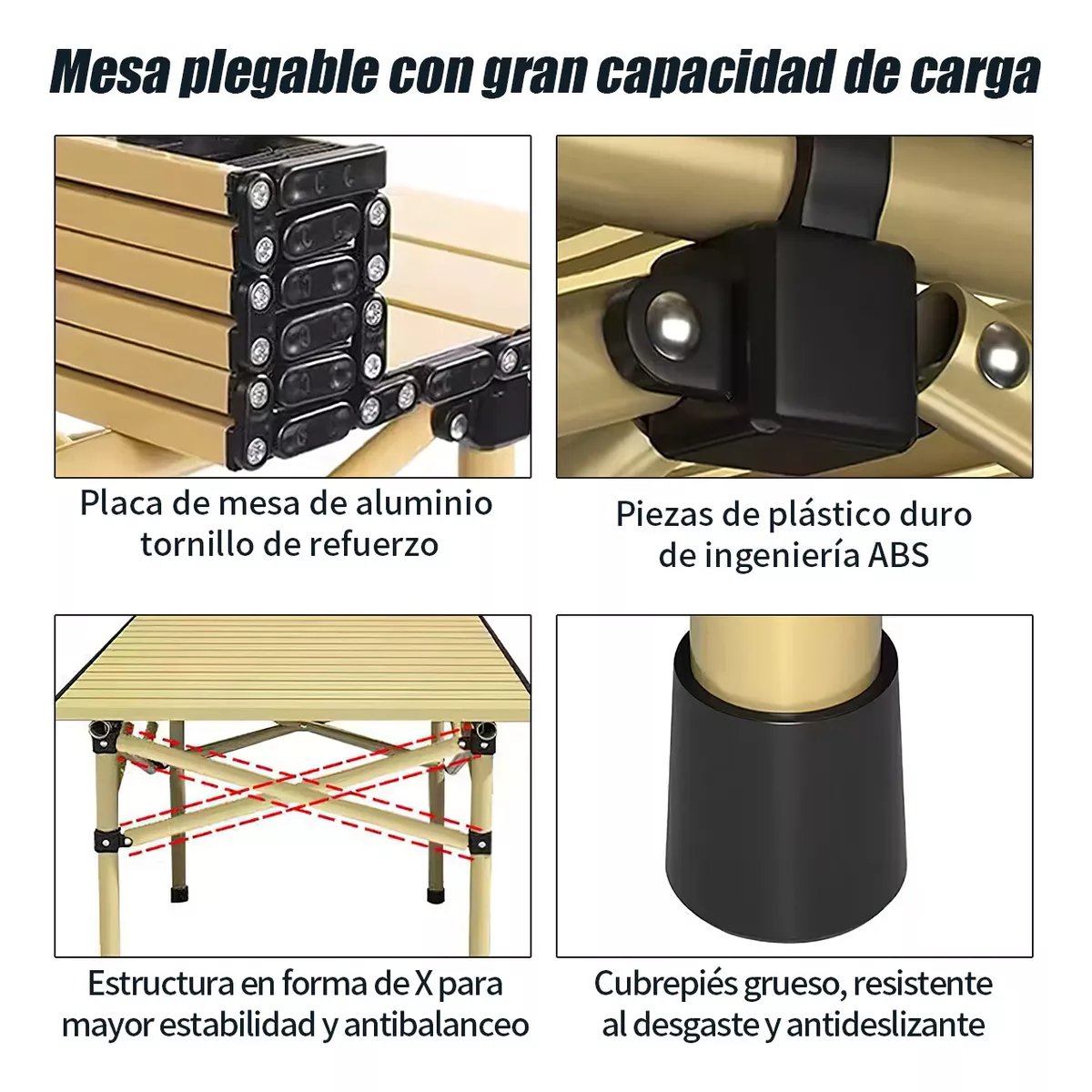 Foto 3 pulgar | Kit Mesa Sillas Plegable Alumnio Para Jardín Exterior Picnic Eo Safe Imports Esi-9346 Beige