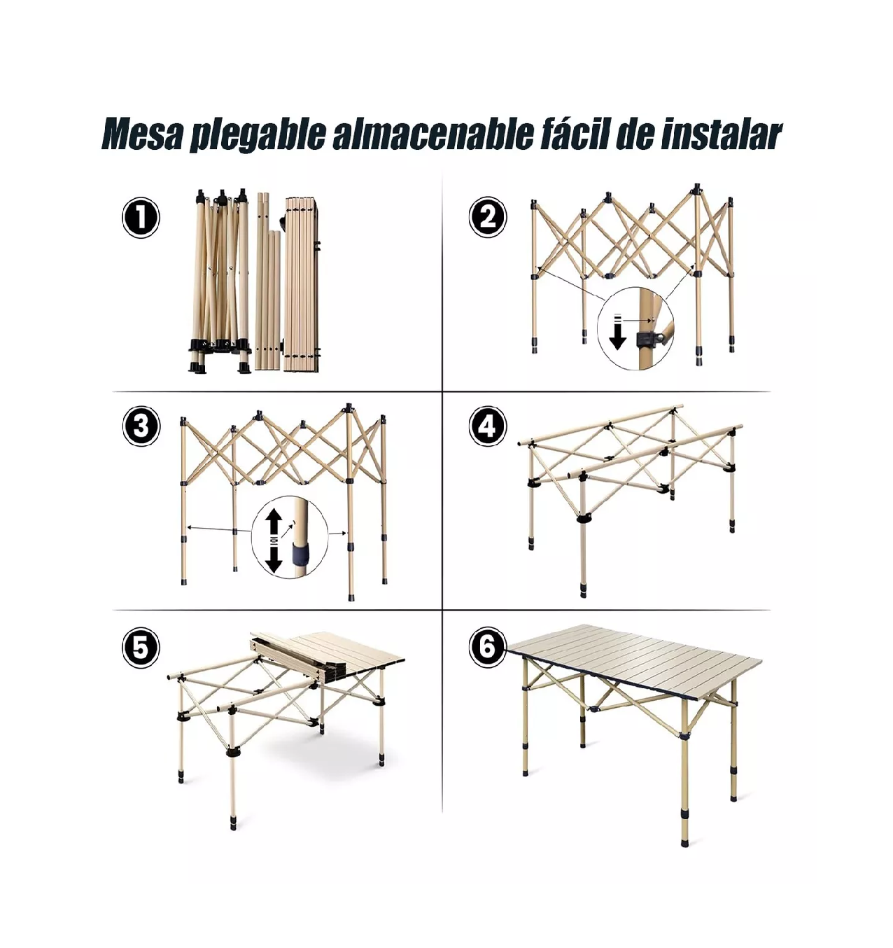 Foto 5 pulgar | Kit de Mesa + Sillas Plegables de Alumnio para Jardín