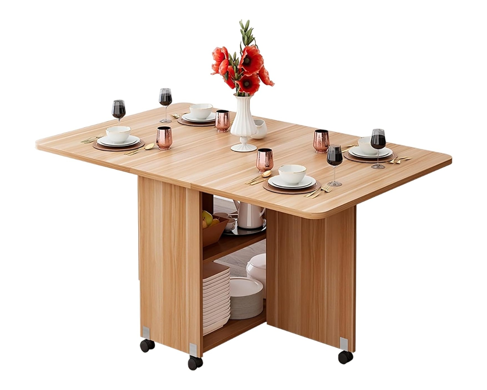 Foto 2 pulgar | Mesa Plegable Bluelander de Madera con Ruedas