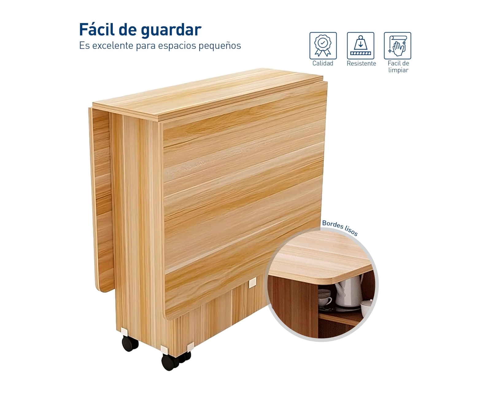 Foto 3 pulgar | Mesa Plegable Bluelander de Madera con Ruedas