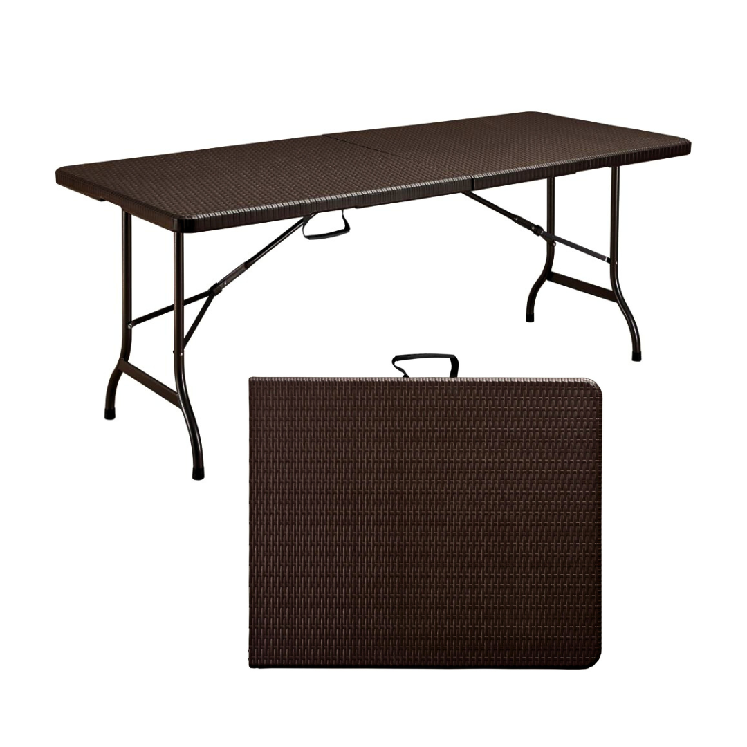 Mesa Plegable Portafolio 180cm Estilo Rattan Café