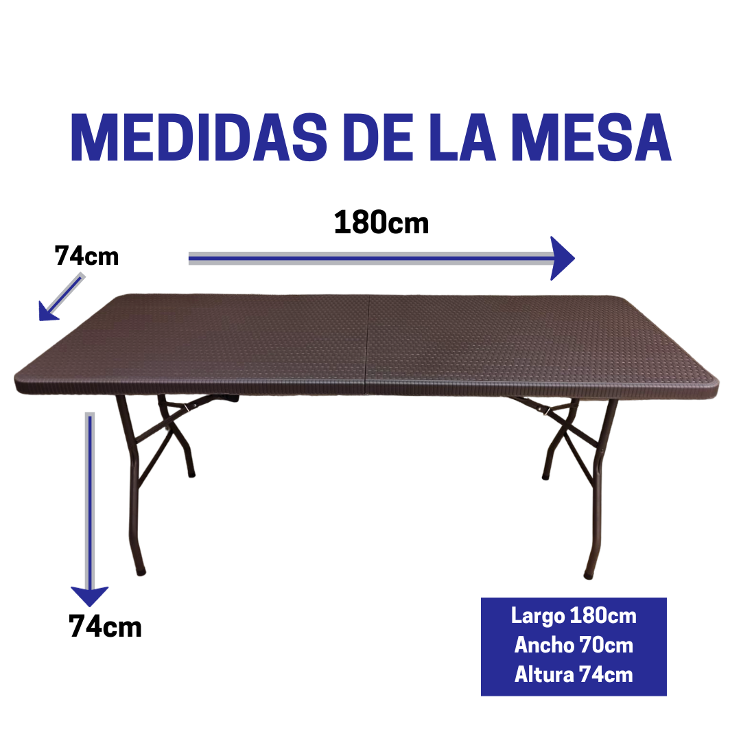 Foto 2 | Mesa Plegable Portafolio 180cm Estilo Rattan Café