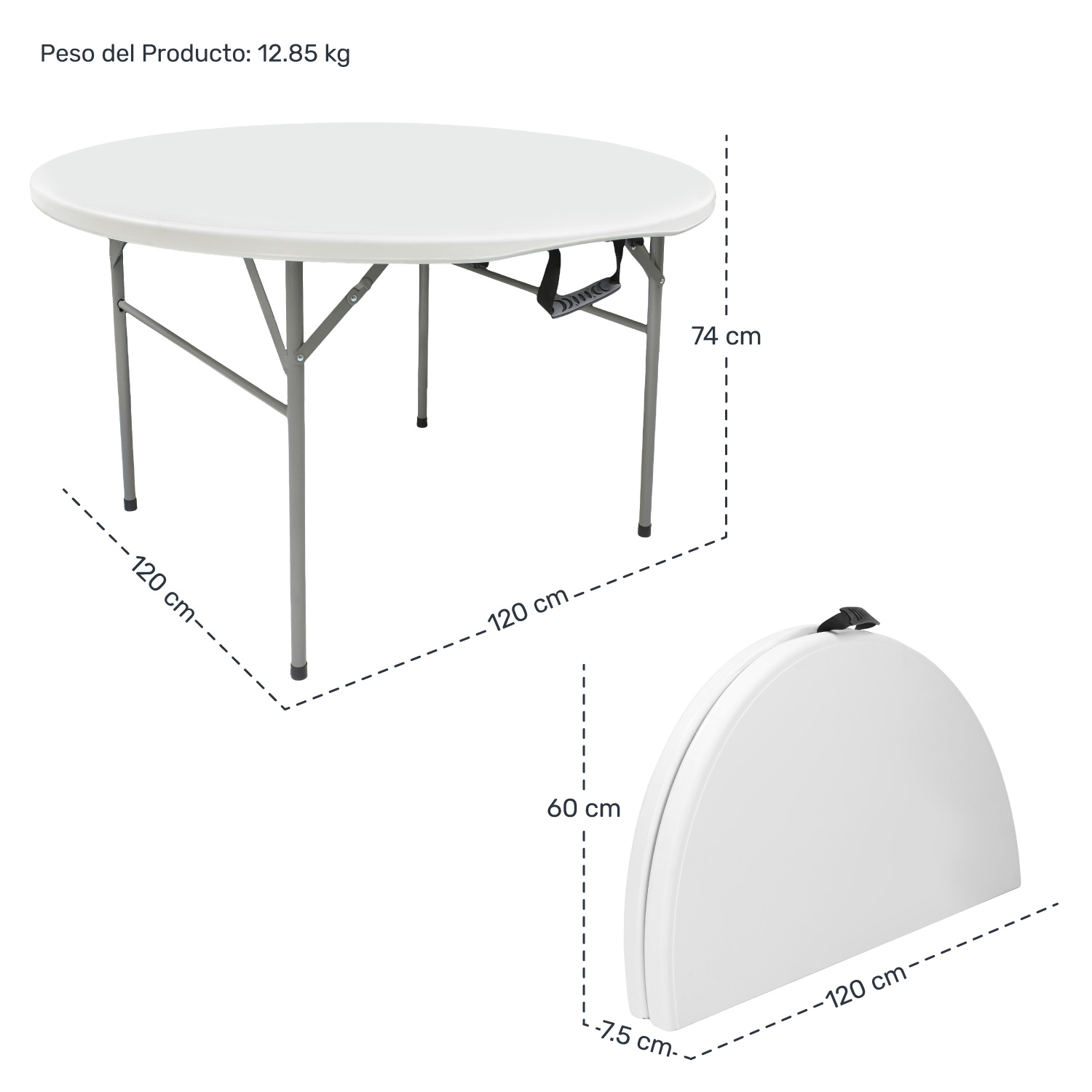 Foto 9 pulgar | Mesa Plegable Portátil Redonda 1.20m Tipo Portafolio Jardín