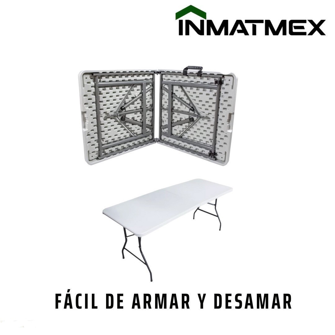 Foto 4 | Mesa Plegable Blanca 3pz Portafolio 180cmx70cm