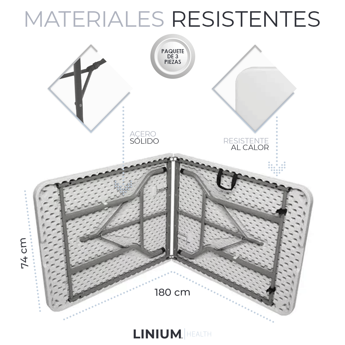 Foto 4 pulgar | Mesa Linium Portafolio 1.80m Paquete Con 3 Mesas Blancas