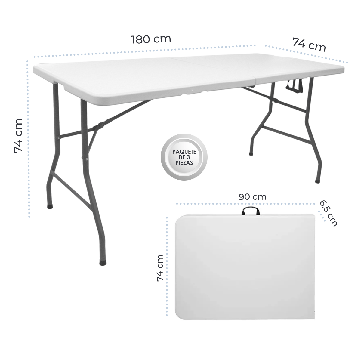 Foto 5 | Mesa Linium Portafolio 1.80m Paquete Con 3 Mesas Blancas