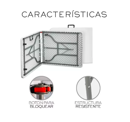 Foto 2 | Mesa Plegable Tecno Blanca Portátil
