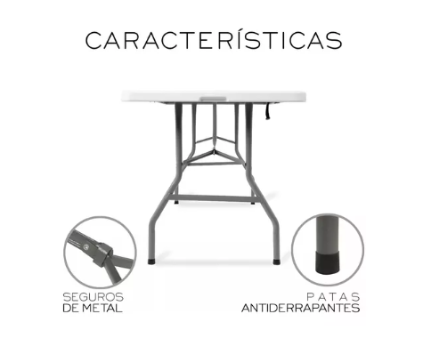 Foto 4 | Mesa Plegable Tecno Blanca Portátil