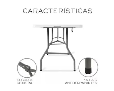 Foto 4 | Mesa Plegable Tecno Blanca Portátil
