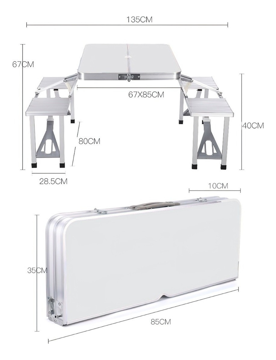 Foto 7 pulgar | Mesa Plegable Portátil para Picnic Exterior con 4 Sillas Resistente y Estable