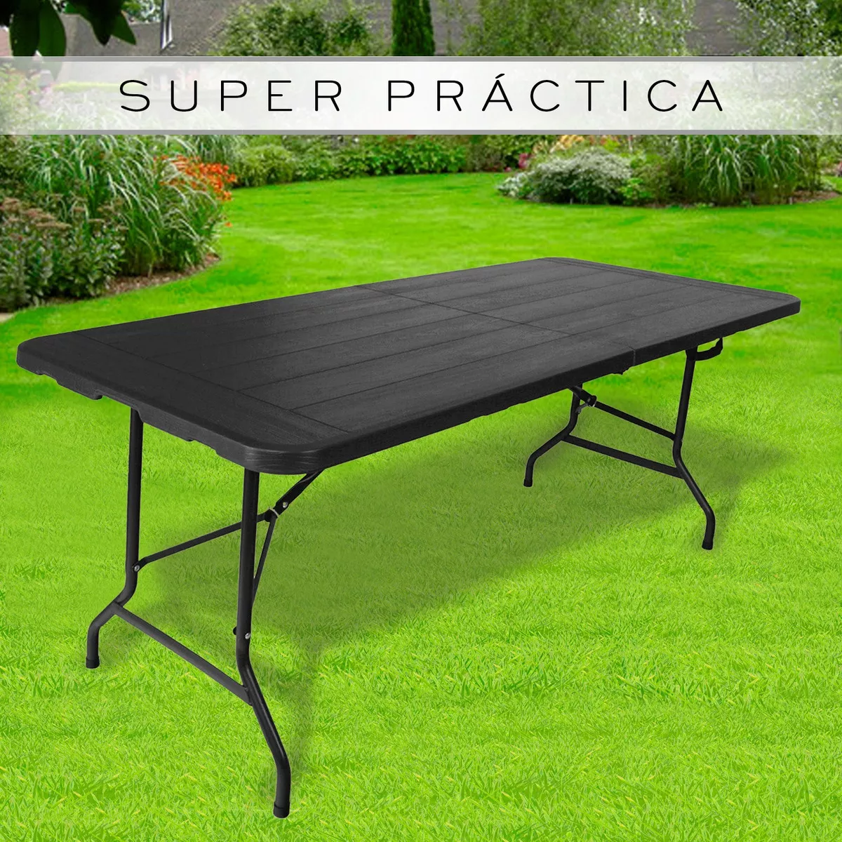 Foto 2 | Mesa Plegable Plástico Tipo Portafolio 180cm Portátil  Eo Safe Imports Esi-13568 Negro