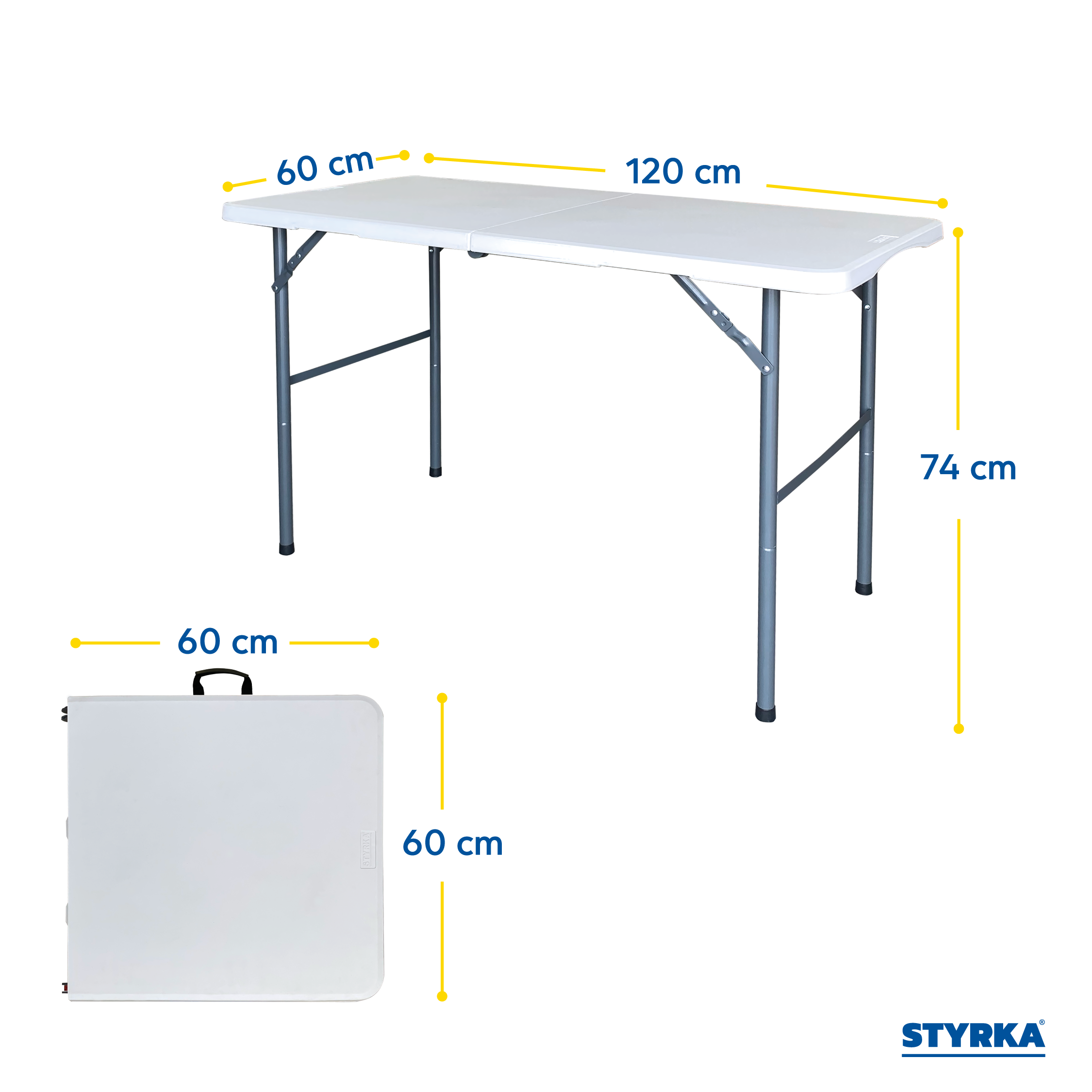 Foto 3 pulgar | Mesa Plegable de Plástico Styrka Blanco Tipo Portafolio 1.20 m