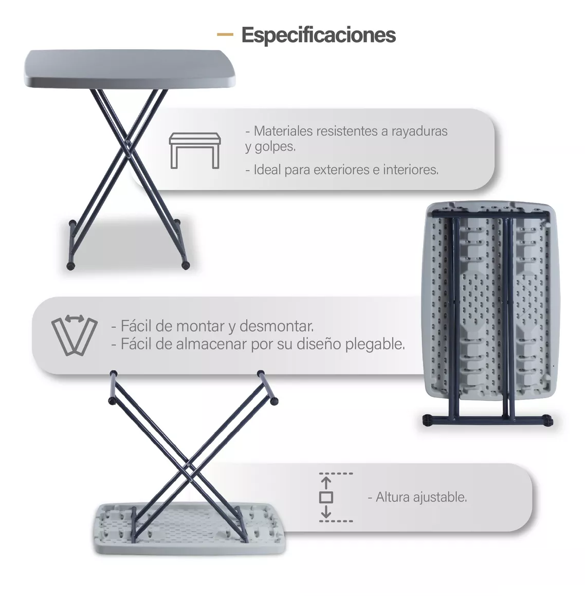 Foto 3 | Mesa Personal Plegable Loomber Altura Ajustable Blanca