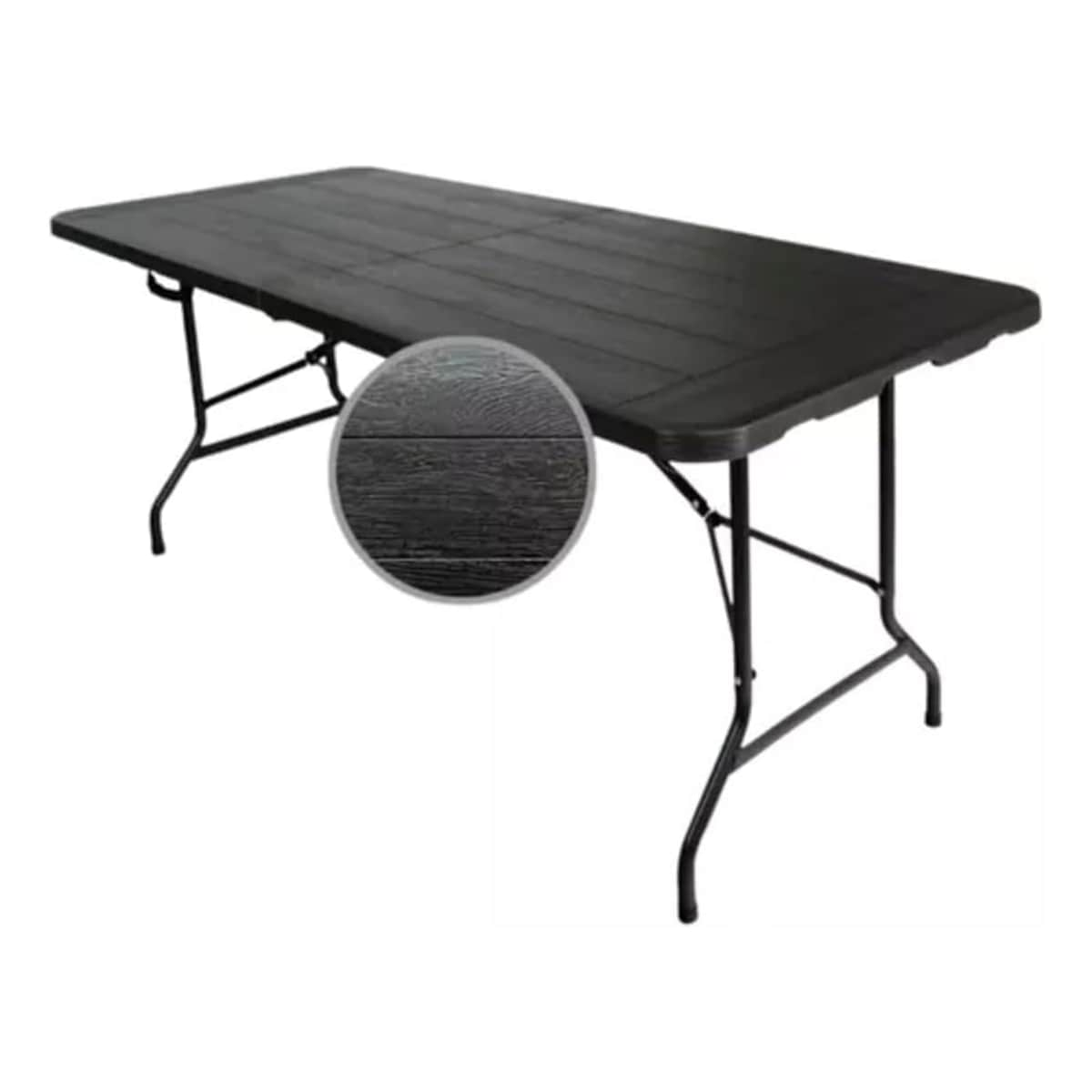 Tablon Mesa Plegable 180 Cm Negro Madera Textura - Imprescindible Para Eventos Y Barbacoas Al Estilo Jardin $989