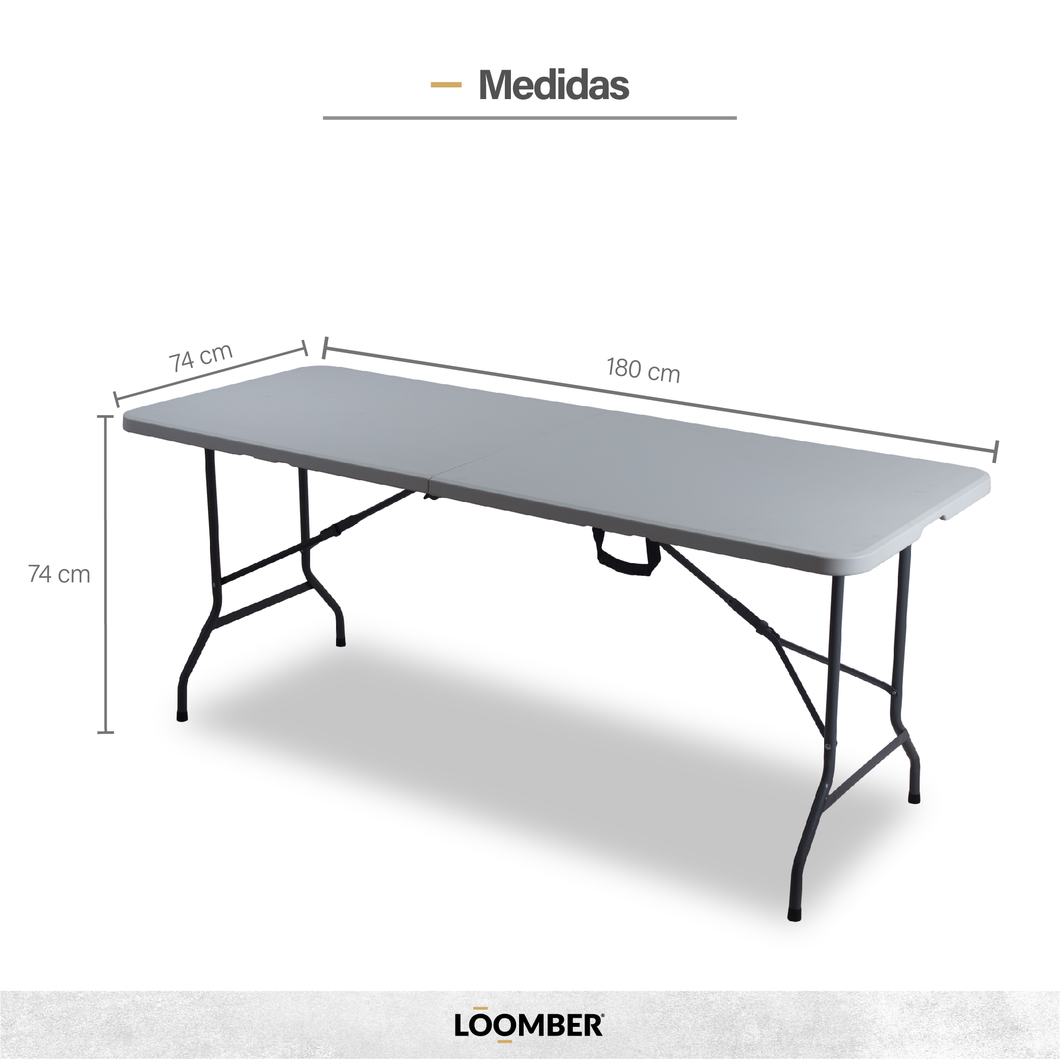 Foto 3 | Mesa Plegable Loomber Blanca de Plástico 180 cm