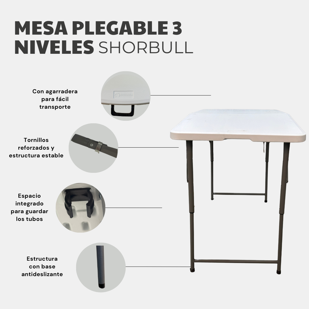 Foto 5 pulgar | Tablón Plegable Blanco Rectangular Shorbull 120cm 3 Niveles Resistente Reforzada Exterior Jardín