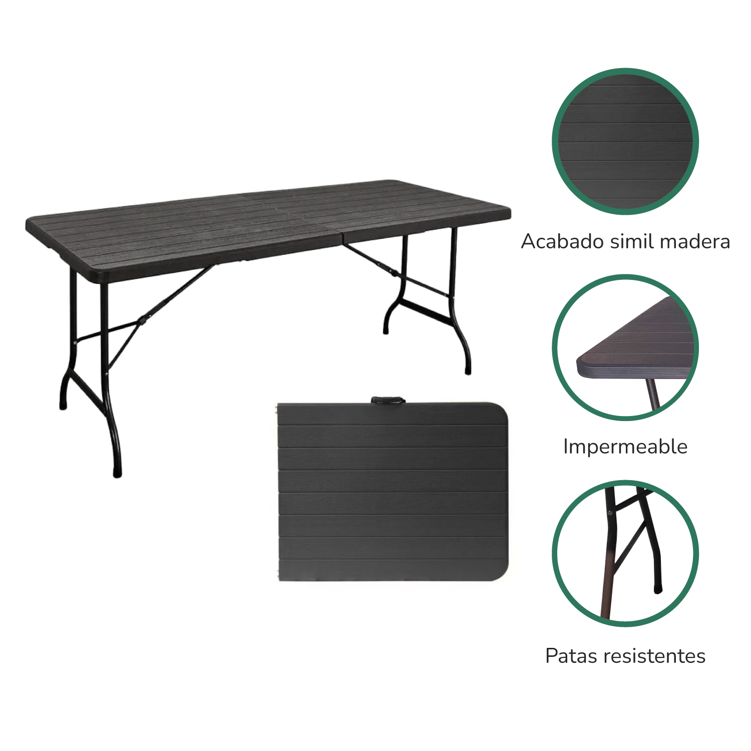 Foto 6 pulgar | Mesa Plegable Top Living  Mesaplas-wood Símil Madera Color Negro