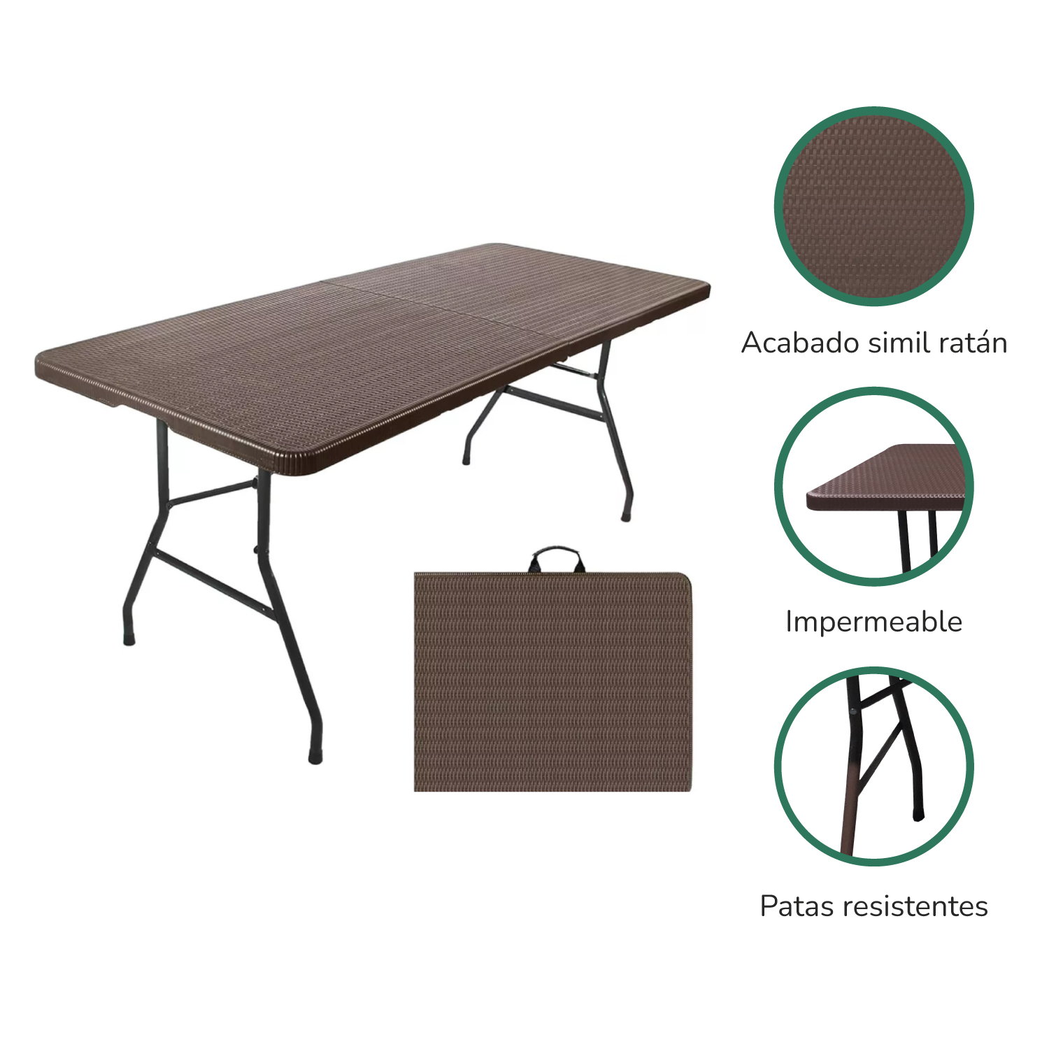 Foto 6 pulgar | Mesa Plegable Top Living  Mesaplas-rattan Estilo Ratán Color Café
