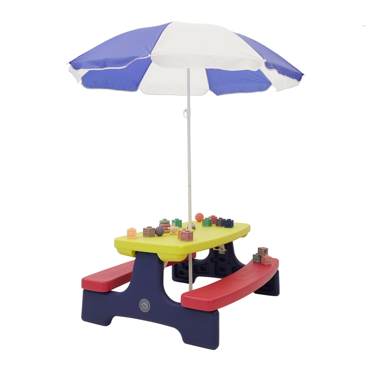 Mesa Infantil Plegable con Sombrilla y Asientos para 4 Niños