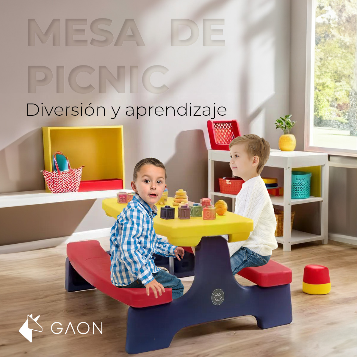 Foto 5 pulgar | Mesa Infantil Plegable con Sombrilla y Asientos para 4 Niños