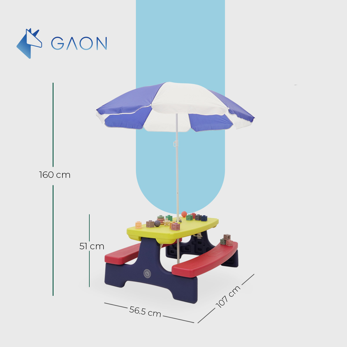 Foto 6 pulgar | Mesa Infantil Plegable con Sombrilla y Asientos para 4 Niños