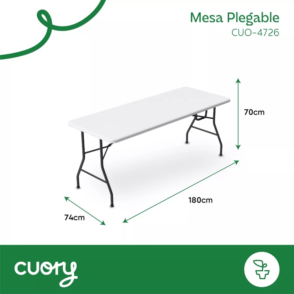 Foto 2 | Mesa Plegable Plástico Tipo Portafolio 1.80m Jardín Portátil