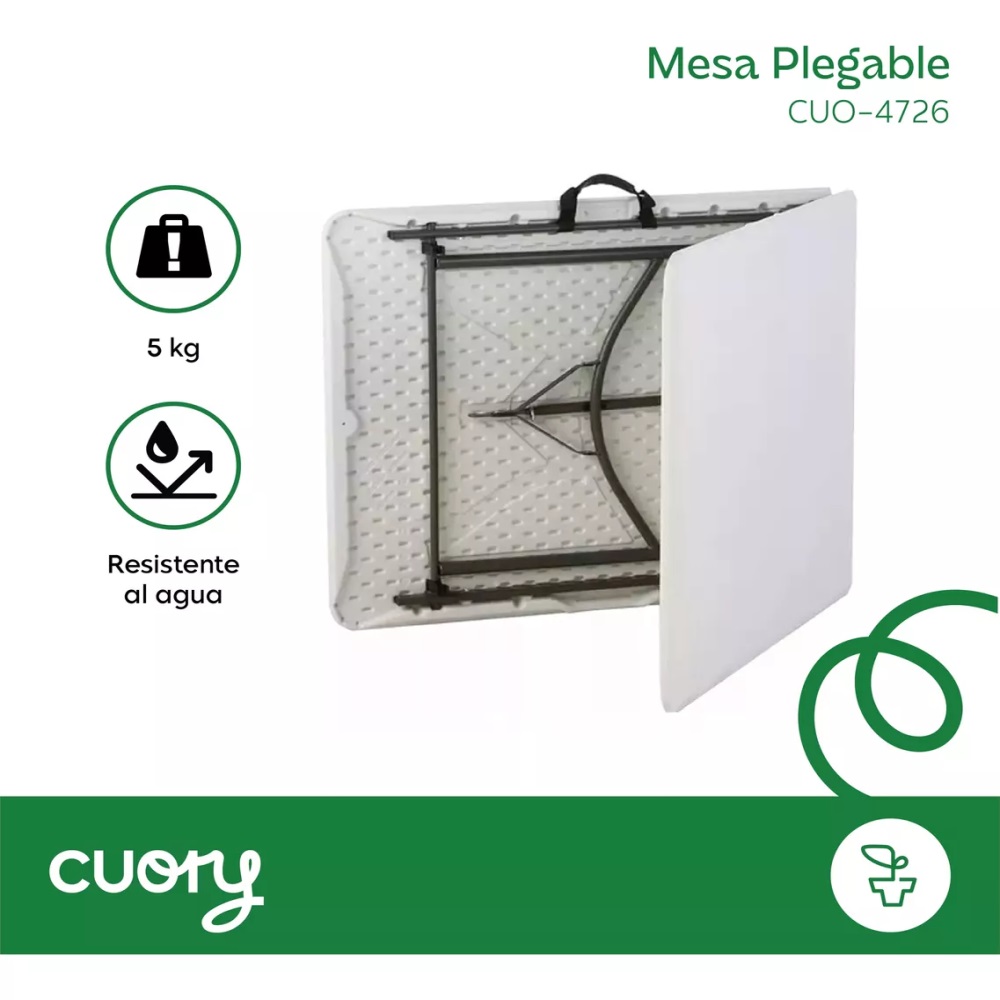 Foto 3 | Mesa Plegable Plástico Tipo Portafolio 1.80m Jardín Portátil