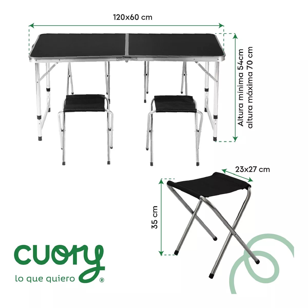 Foto 5 pulgar | Mesa Plegable Tipo Portafolio 4 Bancos Para Jardín Portátil