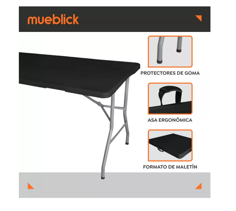 Foto 5 pulgar | Mesa Plegable Wünd Negro Tipo Portafolio 180 cm