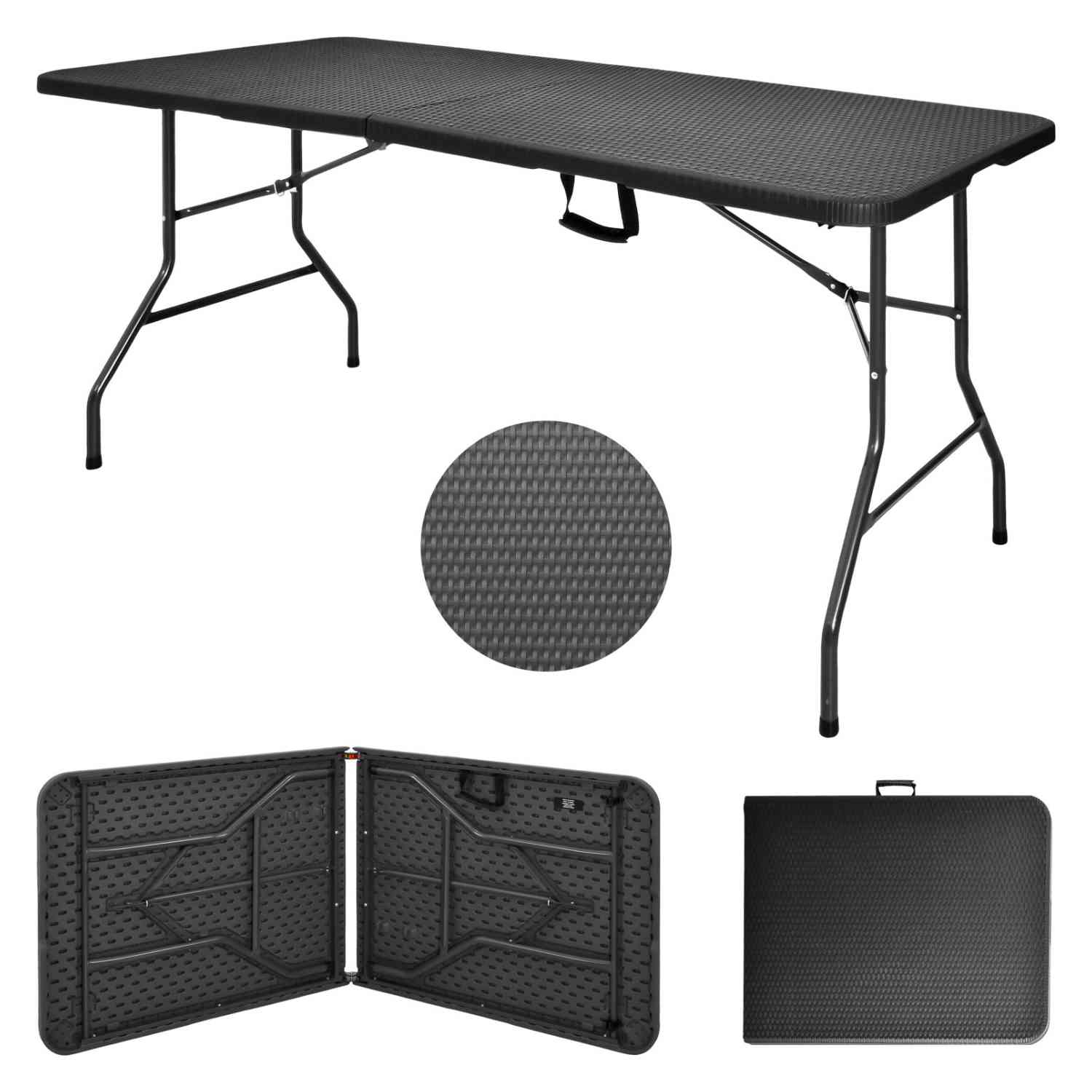Foto 1 | Mesa Plegable 180cm Portafolio Tipo Rattan Evento Jardin Gris Jardimex