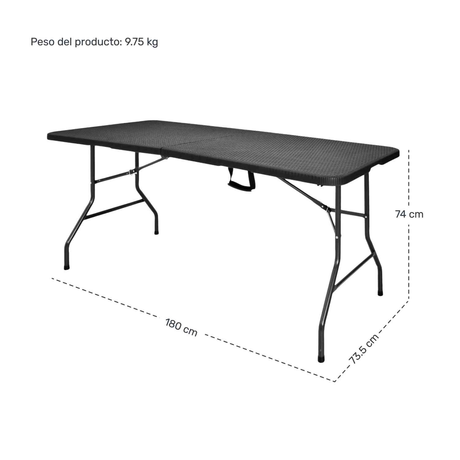 Foto 7 | Mesa Plegable 180cm Portafolio Tipo Rattan Evento Jardin Gris Jardimex