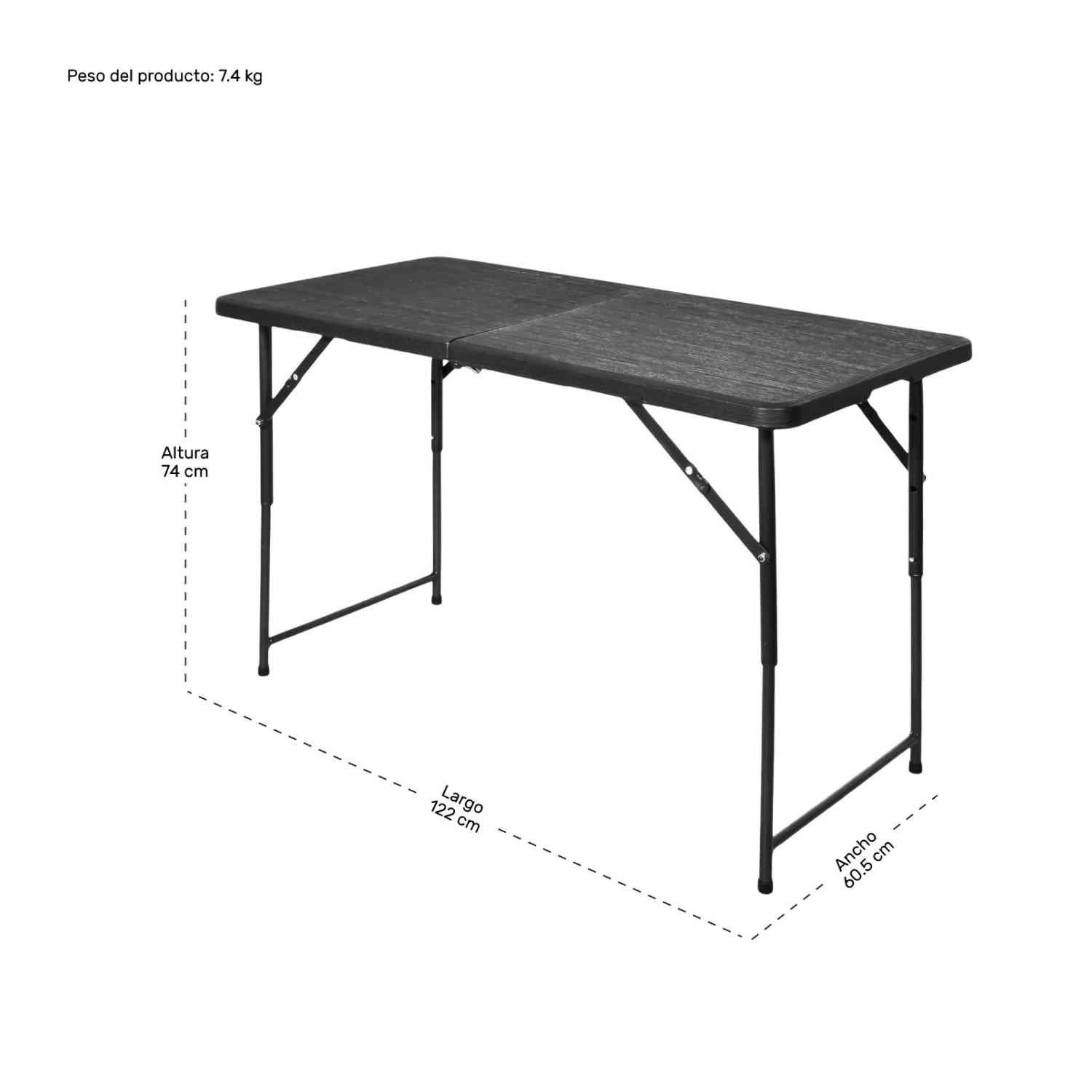 Foto 6 pulgar | Mesa Plegable Portafolio Jardimex 122 cm Tipo Madera Negro