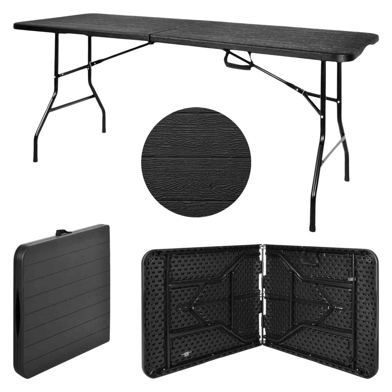 Foto 3 pulgar | Mesa Portafolio Plegable Jardimex 180 cm Tipo Madera Plástico Negro