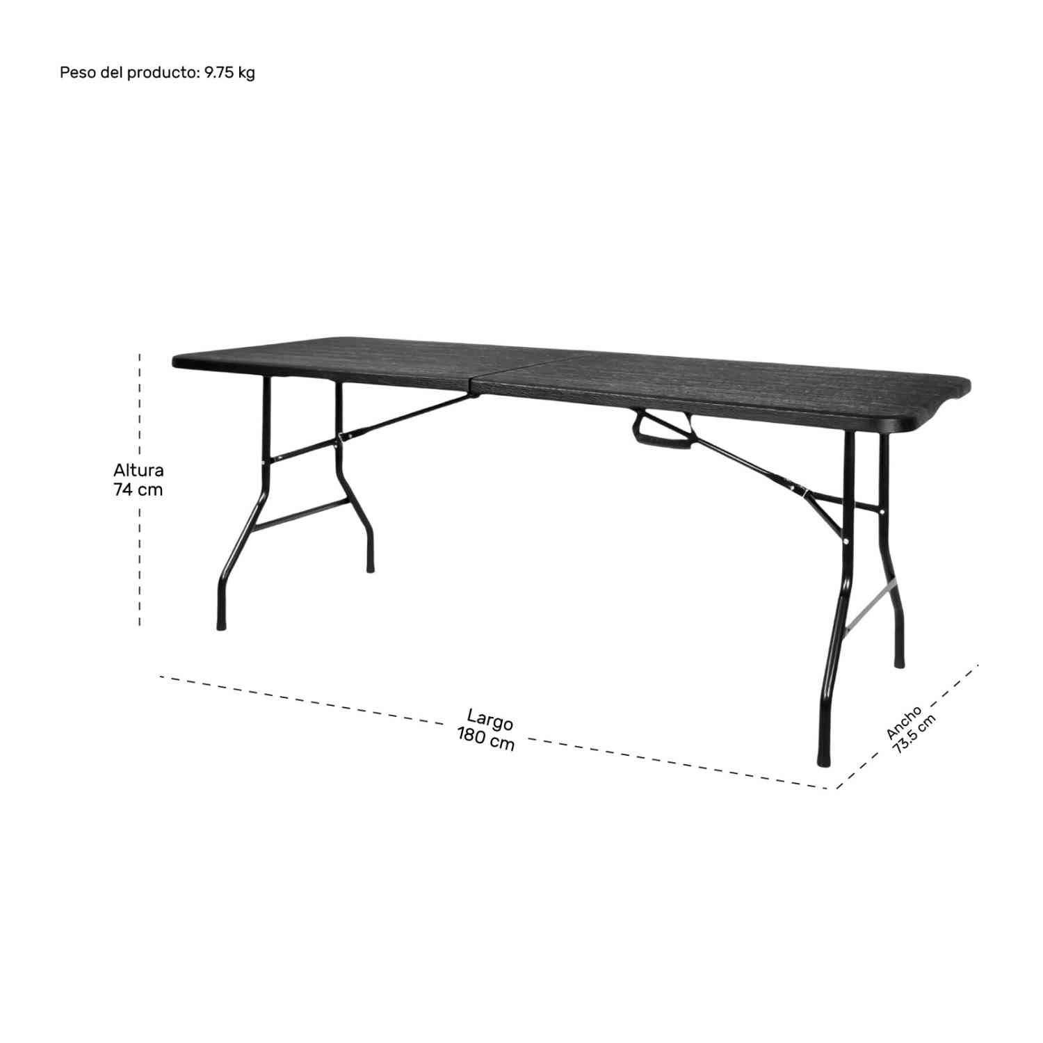 Foto 7 pulgar | Mesa Portafolio Plegable Jardimex 180 cm Tipo Madera Plástico Negro