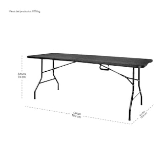 Foto 6 | Mesa Portafolio Plegable Jardimex 180 cm Tipo Madera Plástico Negro