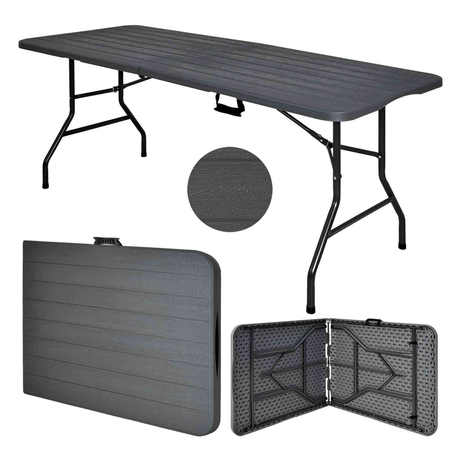 Foto 3 pulgar | Mesa Portafolio Plegable Jardimex 180 cm Tipo Madera Plástico Gris