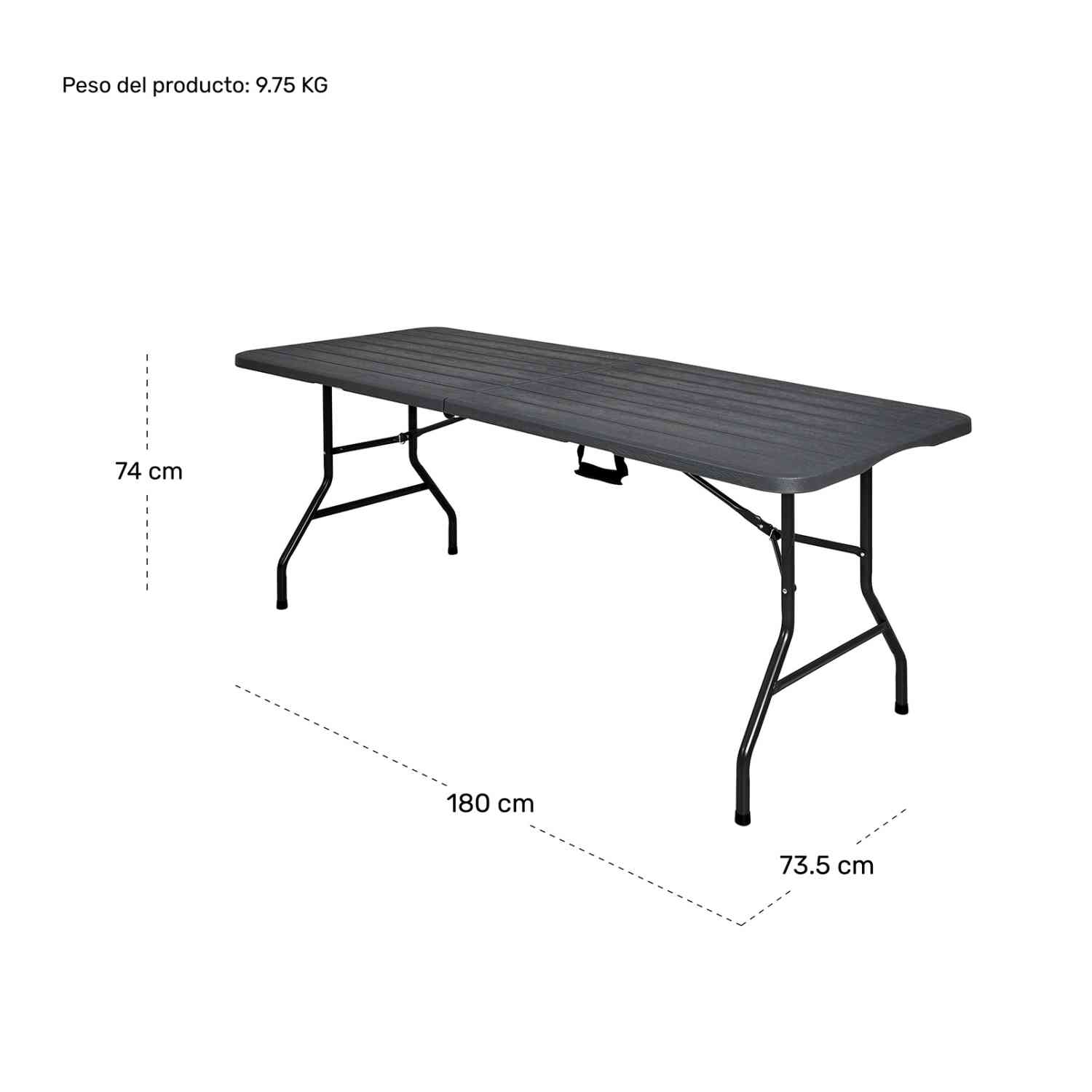 Foto 8 pulgar | Mesa Portafolio Plegable Jardimex 180 cm Tipo Madera Plástico Gris
